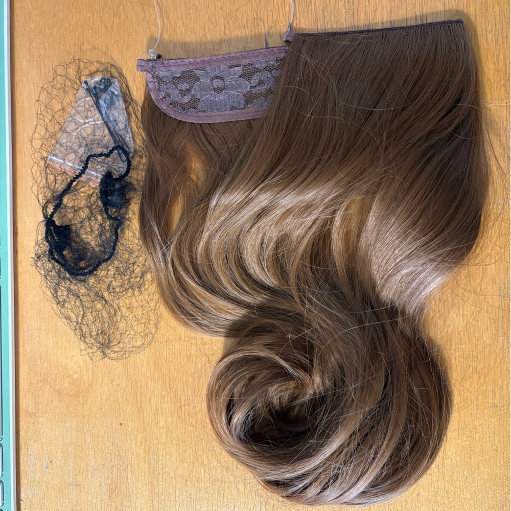 Light Golden Auburn Halo Hair Extension / 14 inches